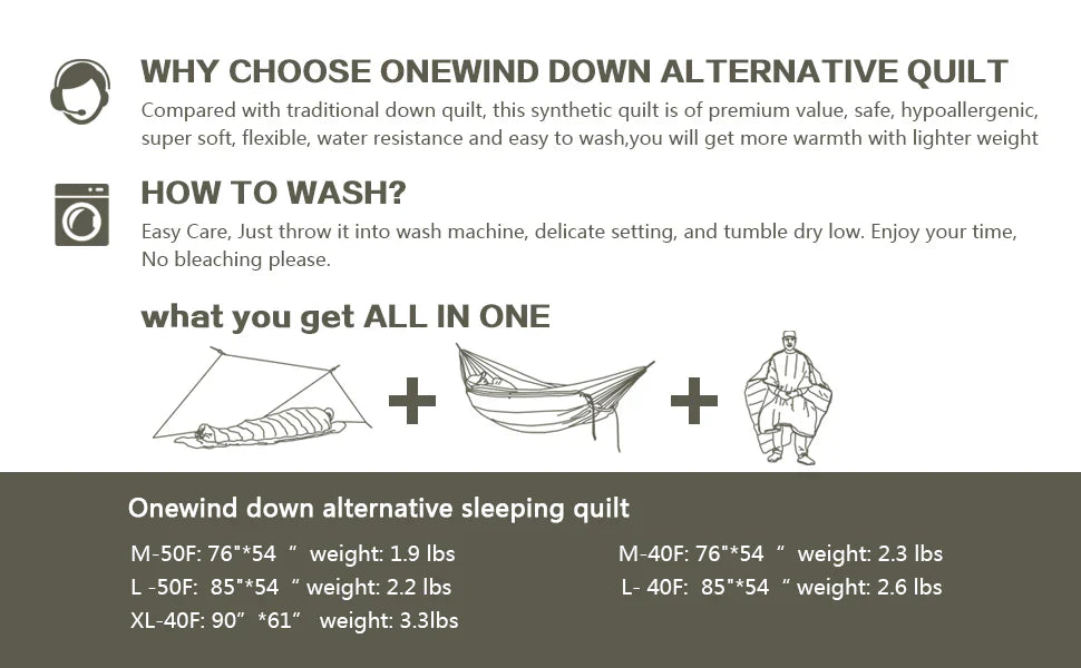 Onewind Hammock Topquilt Poncho (2 °C - 10 °C) - Large