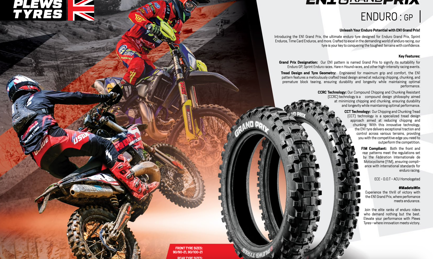 Plews Tyres EN1 ENDURO GRAND PRIX Front 90/100/21
