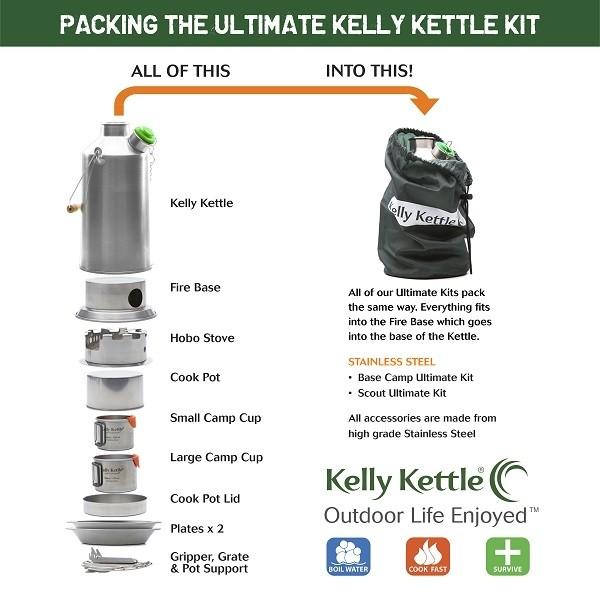 Kelly Kettle Ultimate 'Base Camp' Kit (Stainless Steel) - VALUE DEAL