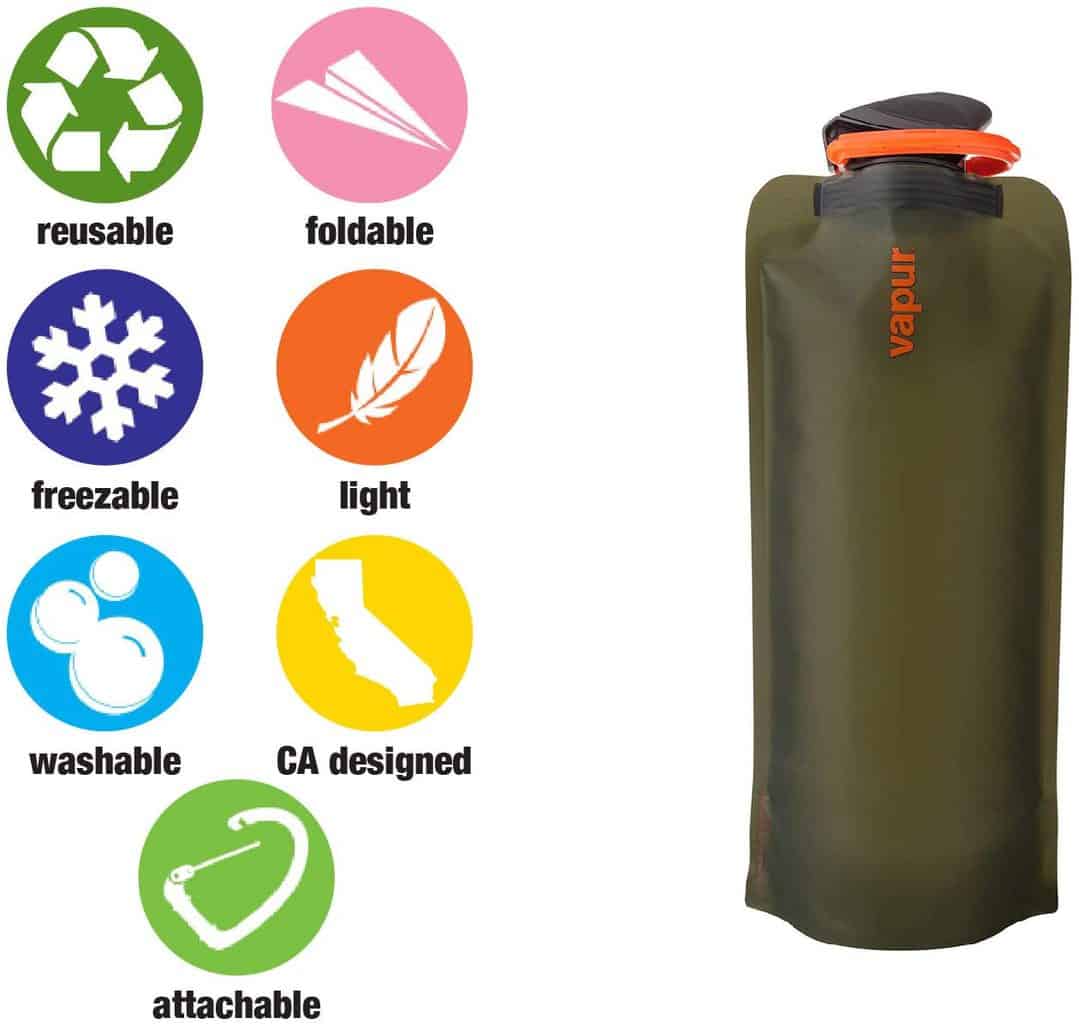 Vapur Wide Mouth 700ml Folding Water Bottle (Various Colours)