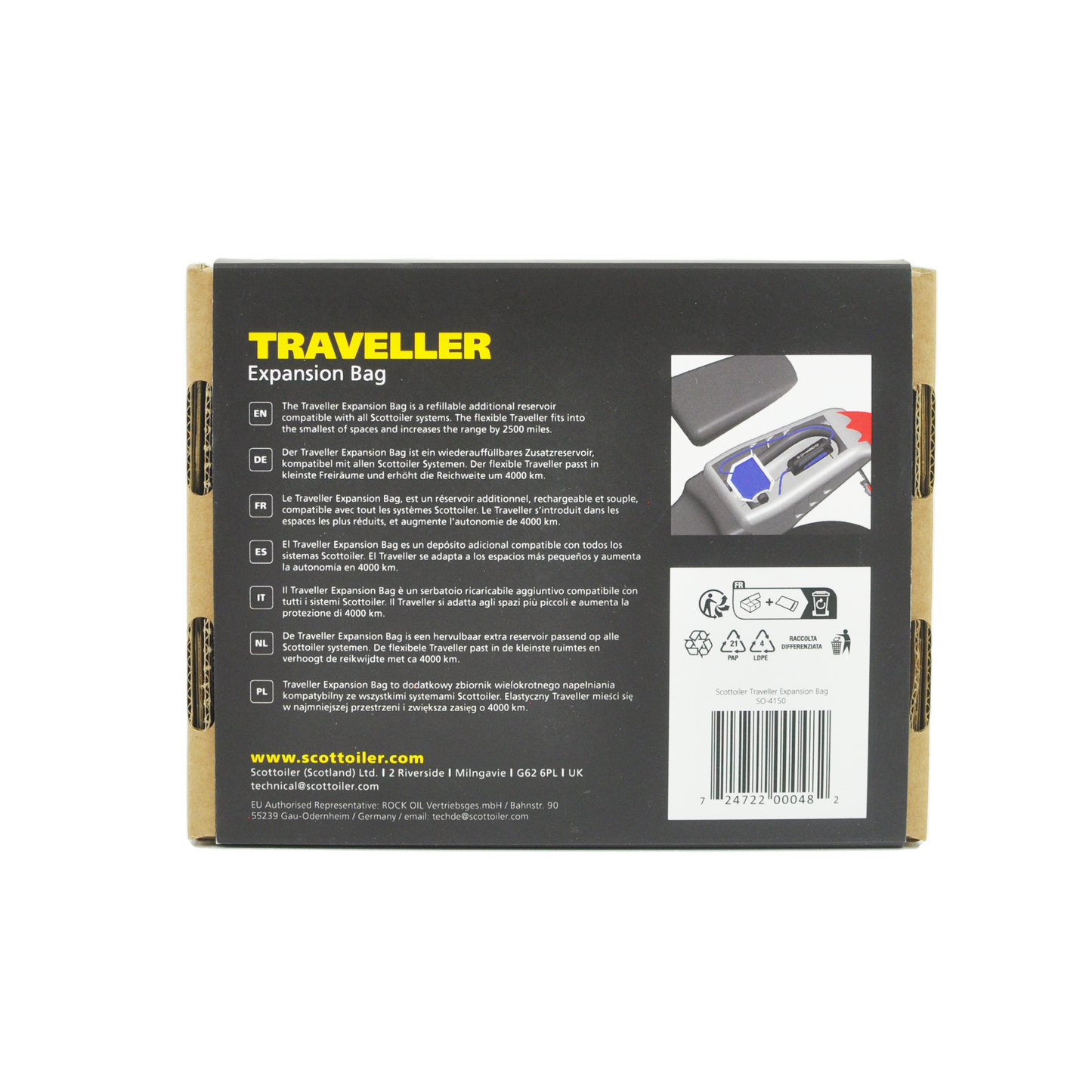 Scottoiler The Traveller Expansion Bag's flexible, compact & durable reservoir.