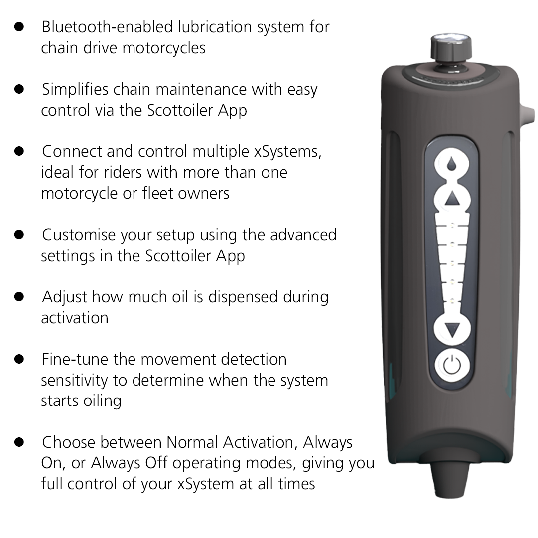 Scottoilerer xSystem 3.0+ Bluetooth-enabled lubrication system