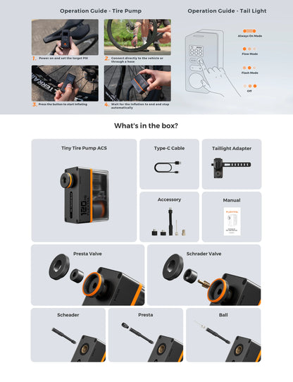 Flextail Tiny Bike Pump Mini 120PSI Rechargeable Bike Pump