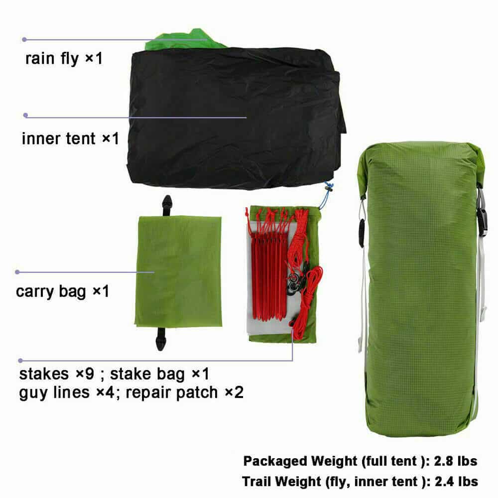 3F UL Gear Lanshan 2 Classic 3-Season Tent - Green (T Zip)