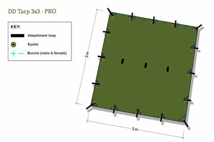 DD Hammocks Tarp 3x3 Pro - Olive Green