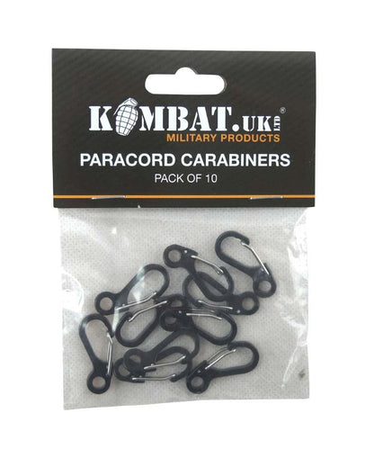 Kombat Paracord Carabiners Metal - 10 Pack - Black