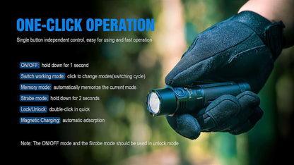 Trustfire MC3 EDC Magnetic Rechargeable Led Flashlight 2500Lumens