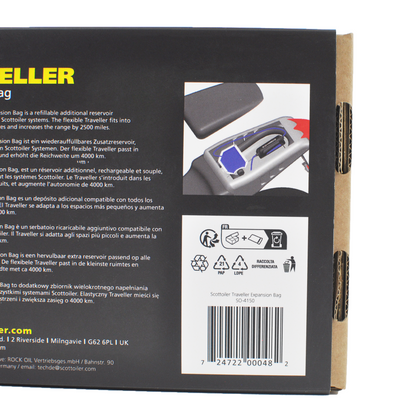 Scottoiler The Traveller Expansion Bag's flexible, compact & durable reservoir.