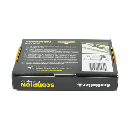 Scottoiler The Scorpion Dual Injector enhances oil delivery and lubrication to both sides of the chain and sprocket.