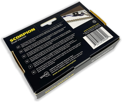 Scottoiler The Scorpion Dual Injector enhances oil delivery and lubrication to both sides of the chain and sprocket.