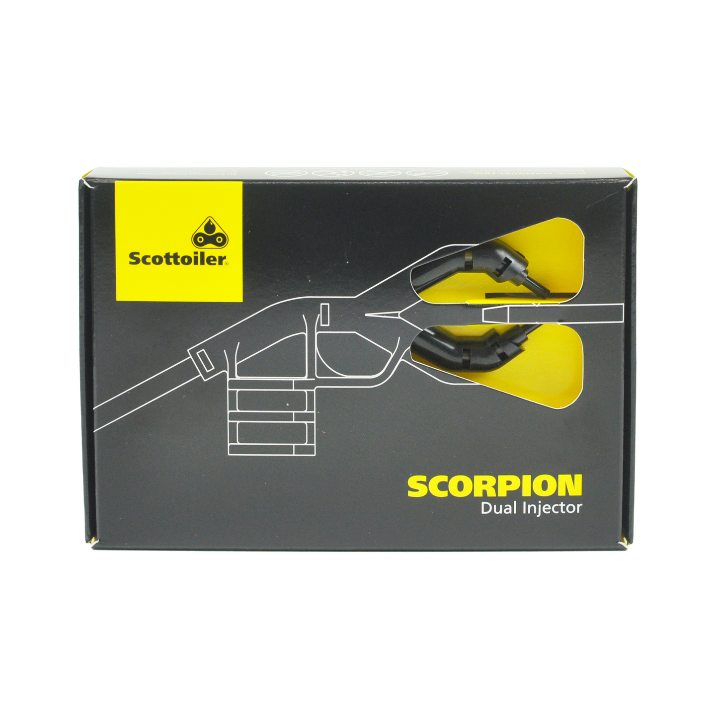 Scottoiler The Scorpion Dual Injector enhances oil delivery and lubrication to both sides of the chain and sprocket.