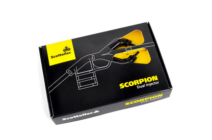 Scottoiler The Scorpion Dual Injector enhances oil delivery and lubrication to both sides of the chain and sprocket.
